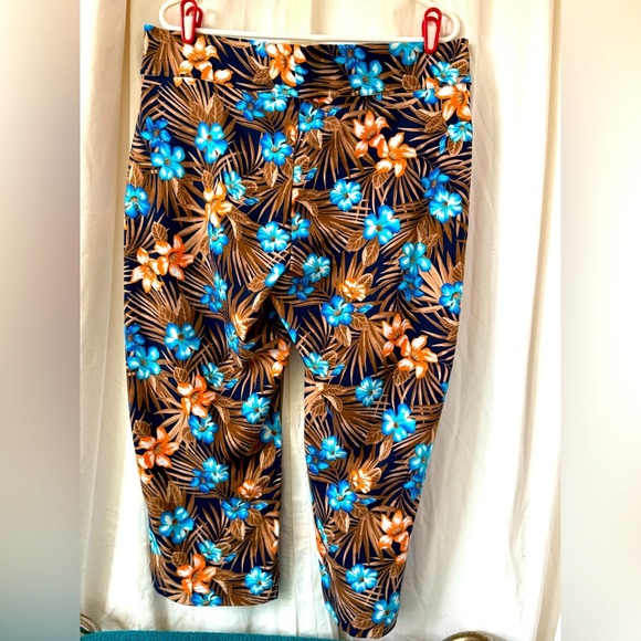 Lands End Women's Sz L Hawaiian Yoga Stretch Capris Cotton Spandex Blend - Picture 1 of 6
